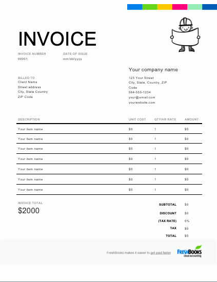 Contractor Invoice Template Free Beautiful Free Contractor Invoice Template Download now