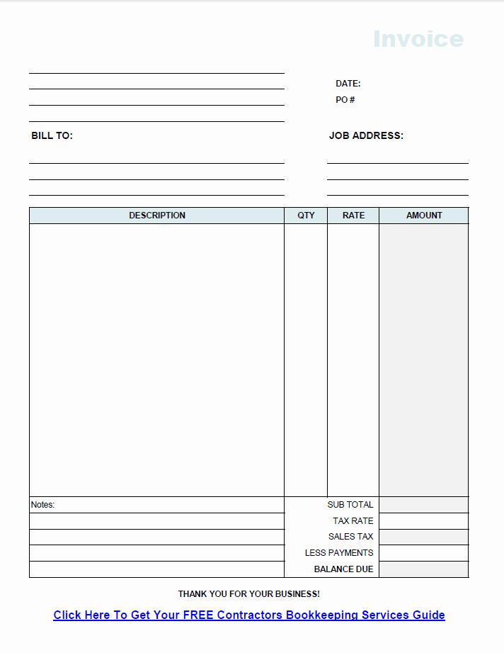 Contractor Invoice Template Free Lovely Free Contractor Invoice Template Excel