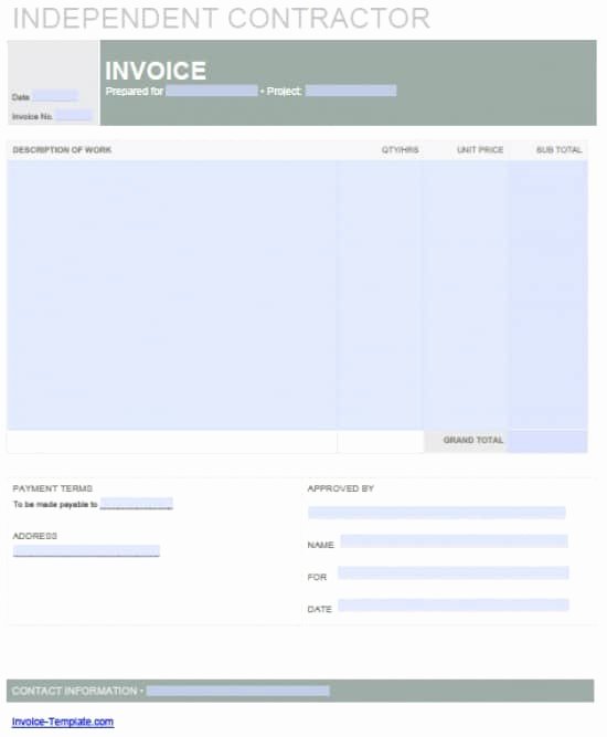 Contractor Invoice Template Free Luxury Independent Contractor Invoice Design