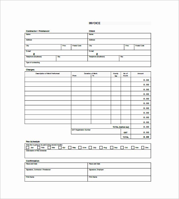 Contractor Invoice Template Free New Free Contractor Invoice Templates