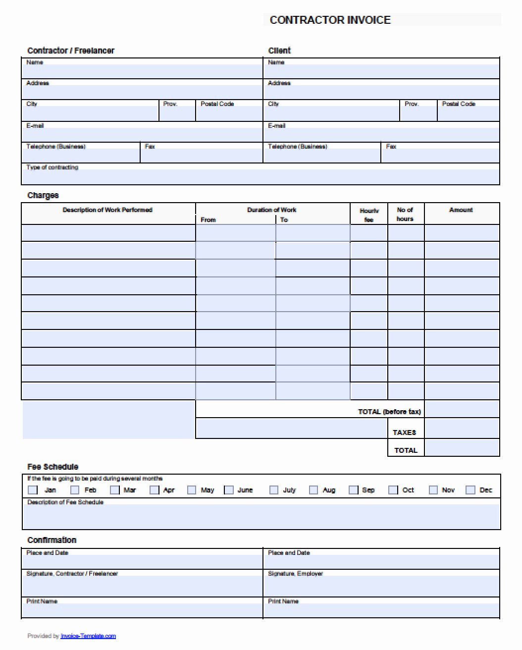 Contractor Invoice Template Word Awesome Contractors Invoice Template