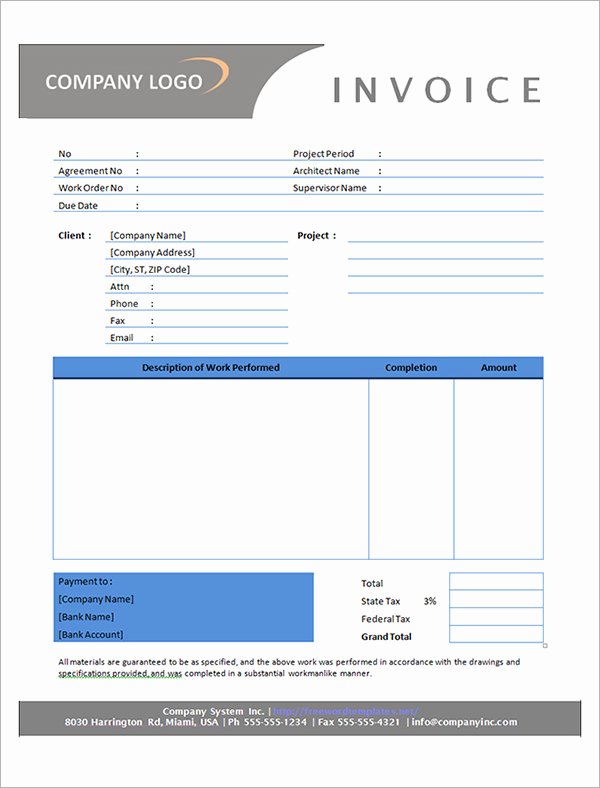 Contractor Invoice Template Word Elegant Sample Contractor Invoice Templates 14 Free Documents
