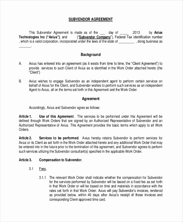 Contractor Non Compete Agreement Template Elegant Vendor Non Pete Agreement Template 11 Free Word Pdf