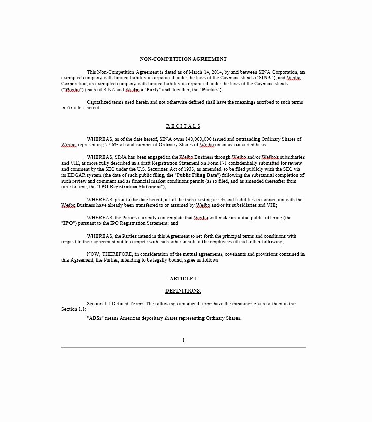 Contractor Non Compete Agreement Template Lovely 39 Ready to Use Non Pete Agreement Templates Template Lab