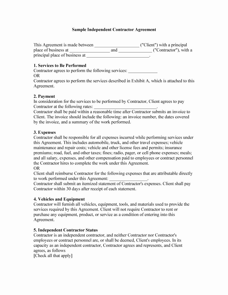 Contractors Contract Template Free Inspirational 50 Free Independent Contractor Agreement forms &amp; Templates