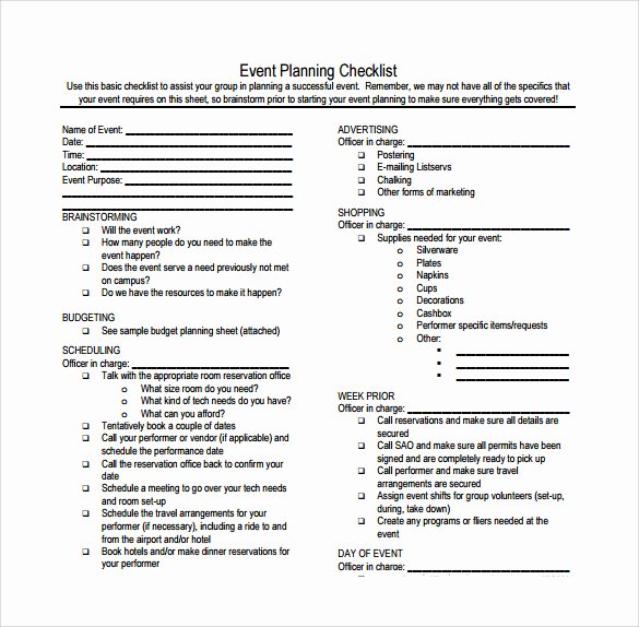 Corporate event Planning Checklist Template Elegant 7 event Checklist Templates