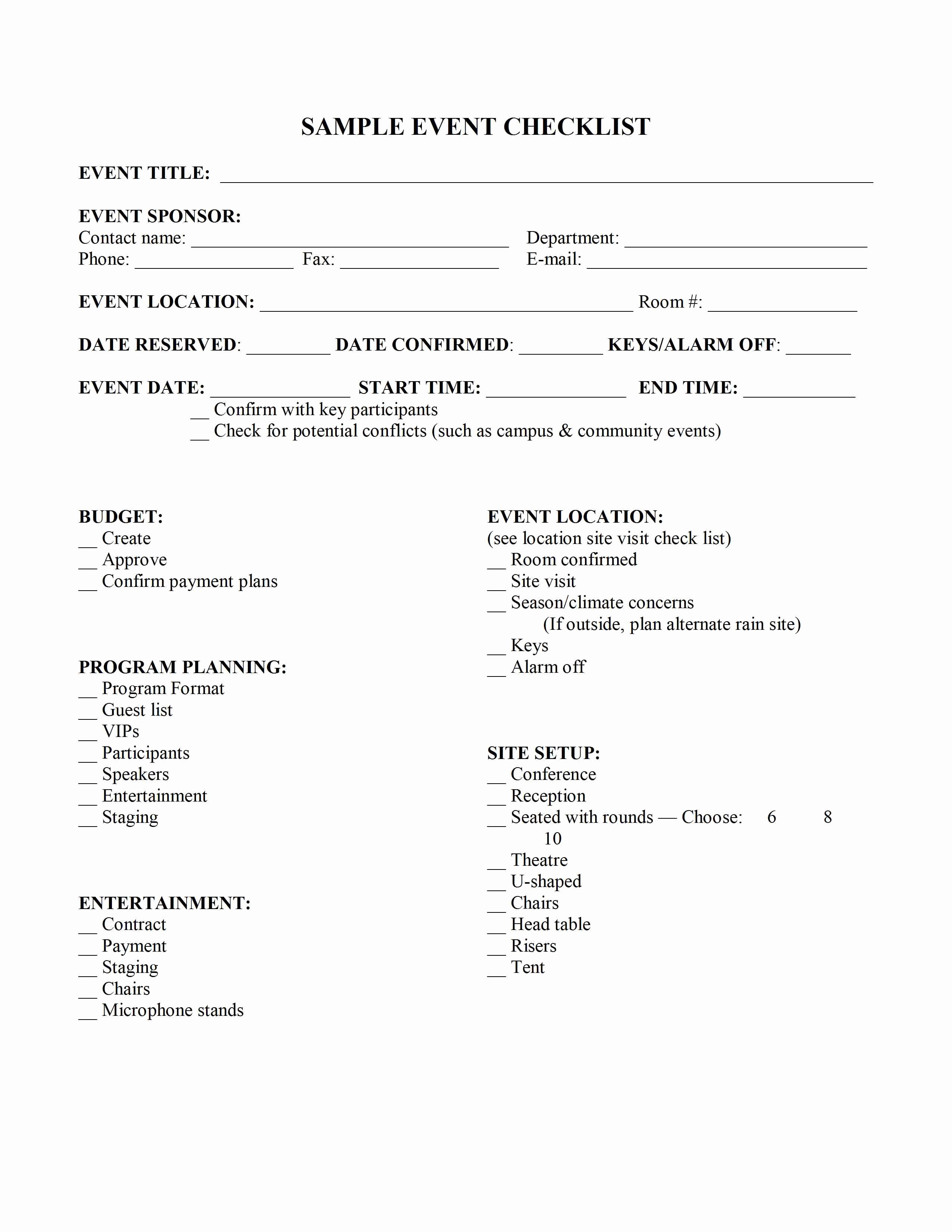 Corporate event Planning Checklist Template Lovely event Planning Checklist Template