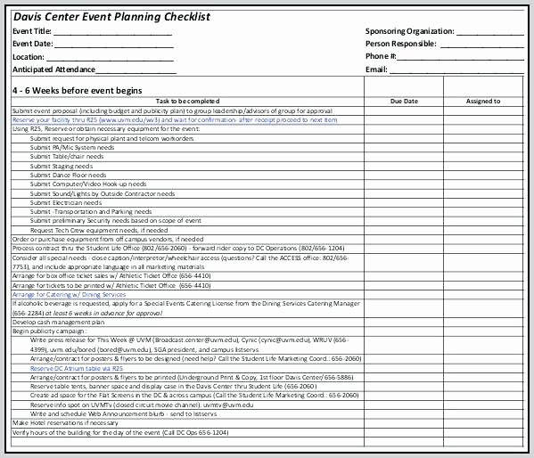 Corporate event Planning Template Fresh Center event Planning Checklist Template Conference