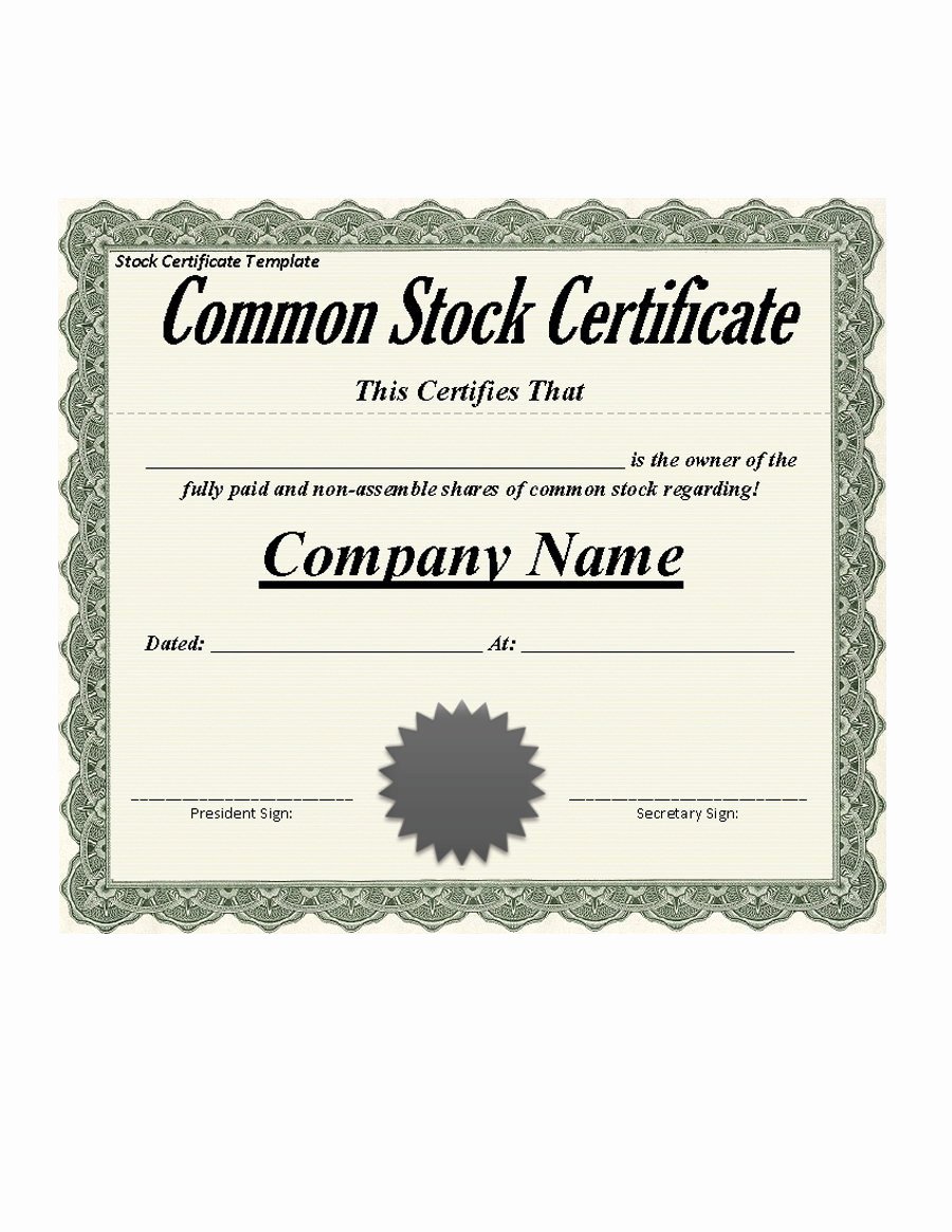 Corporate Stock Certificate Template Lovely 41 Free Stock Certificate Templates Word Pdf Free