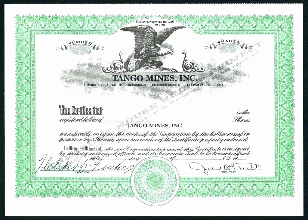 Corporate Stock Certificate Template Unique Corporate Stock Certificate Template