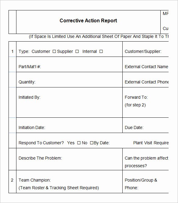 Corrective Action Plan Template Word New 8 Corrective Action Report Templates – Free Word Pdf