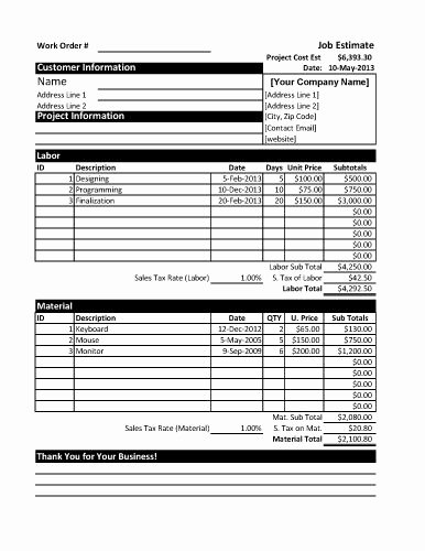 Cost Estimate Template Excel Fresh Project Cost Estimate for Excel