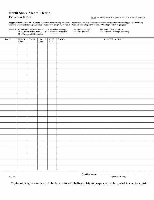 Counseling Case Note Template Beautiful Progress Note Template