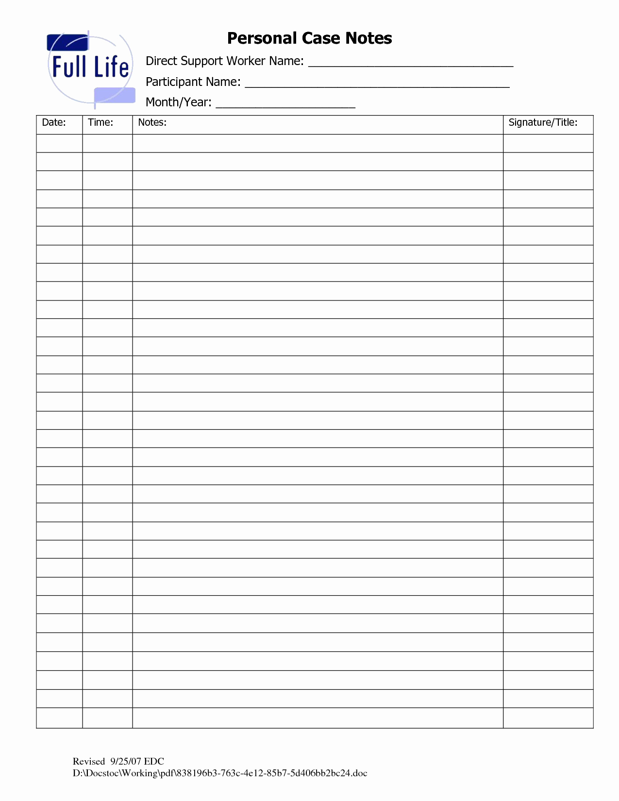 Counseling Case Notes Template Best Of 8 Best Of Printable Personal Contact Template