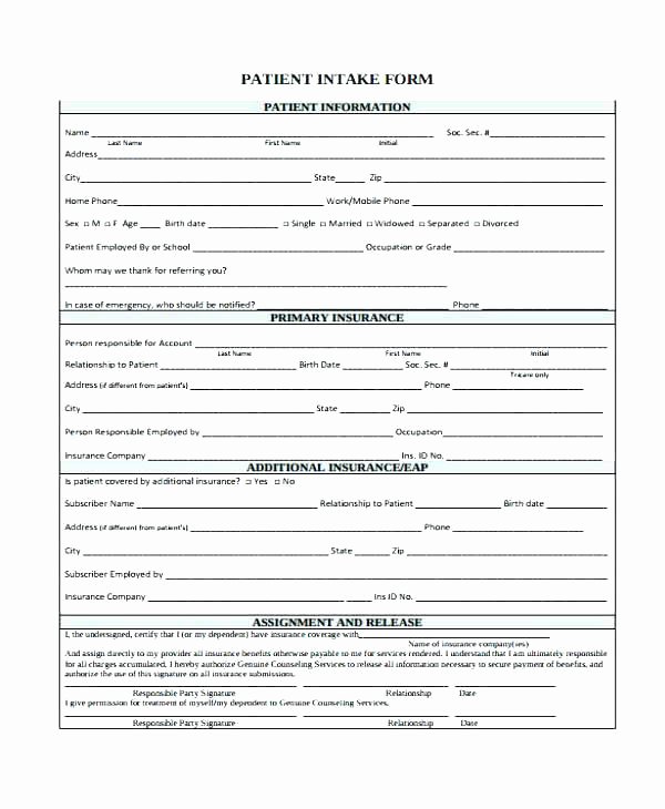 Counseling Intake form Template Inspirational Massage Intake form Template Client Download Monster