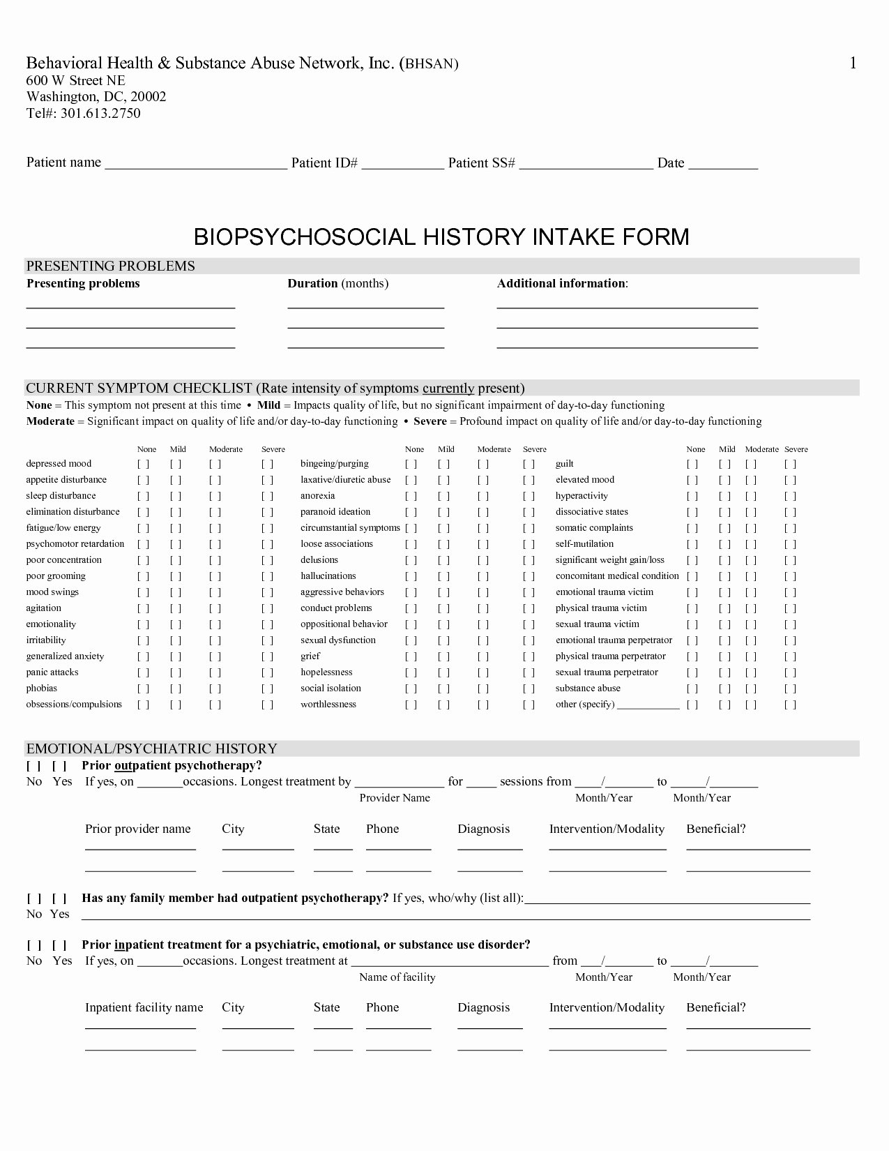 Counseling Intake form Template Luxury Outpatient Intake forms Templates Download Cv