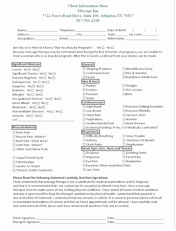 Counseling Intake form Template New 10 Physical therapy Intake form Template Jruai