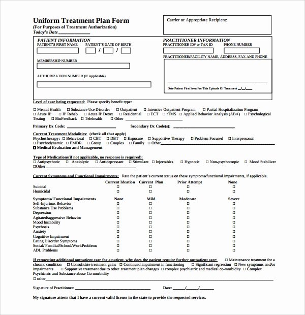 Counseling Treatment Plan Template Lovely 8 Treatment Plan Templates