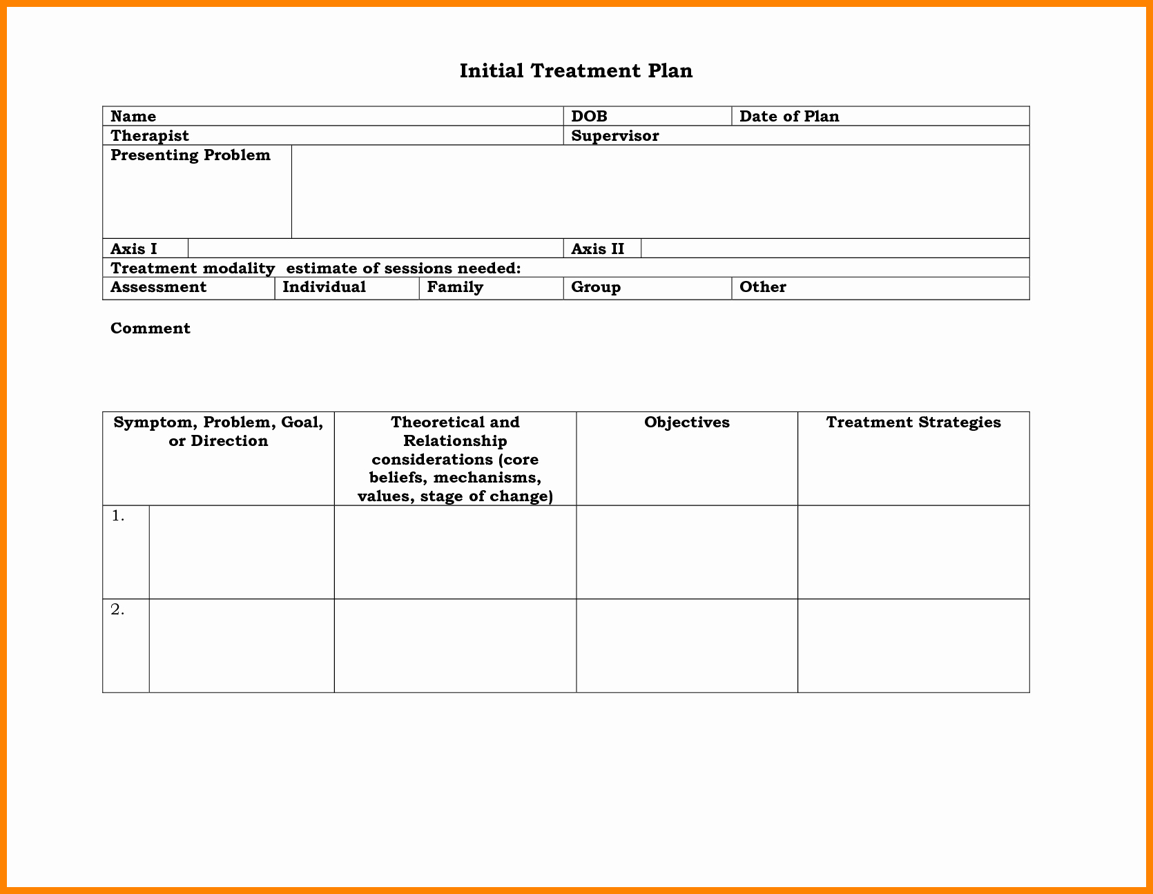 Counseling Treatment Plan Template New 98 Psychotherapy Treatment Planner Pdf Physical therapy