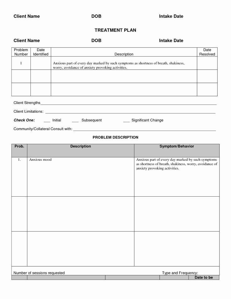 Counseling Treatment Plan Template New Counseling Treatment Plan Template Pdf