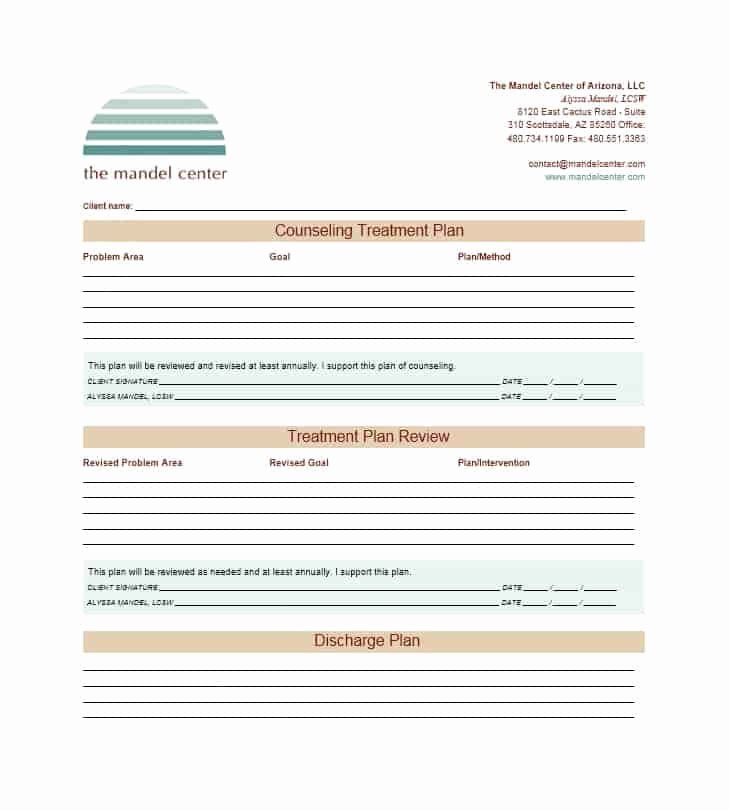 Counseling Treatment Plan Template Pdf Best Of 35 Treatment Plan Templates Mental Dental Chiropractic