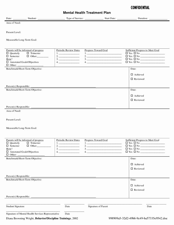 Counseling Treatment Plan Template Pdf Lovely Mental Health Treatment Plan Template