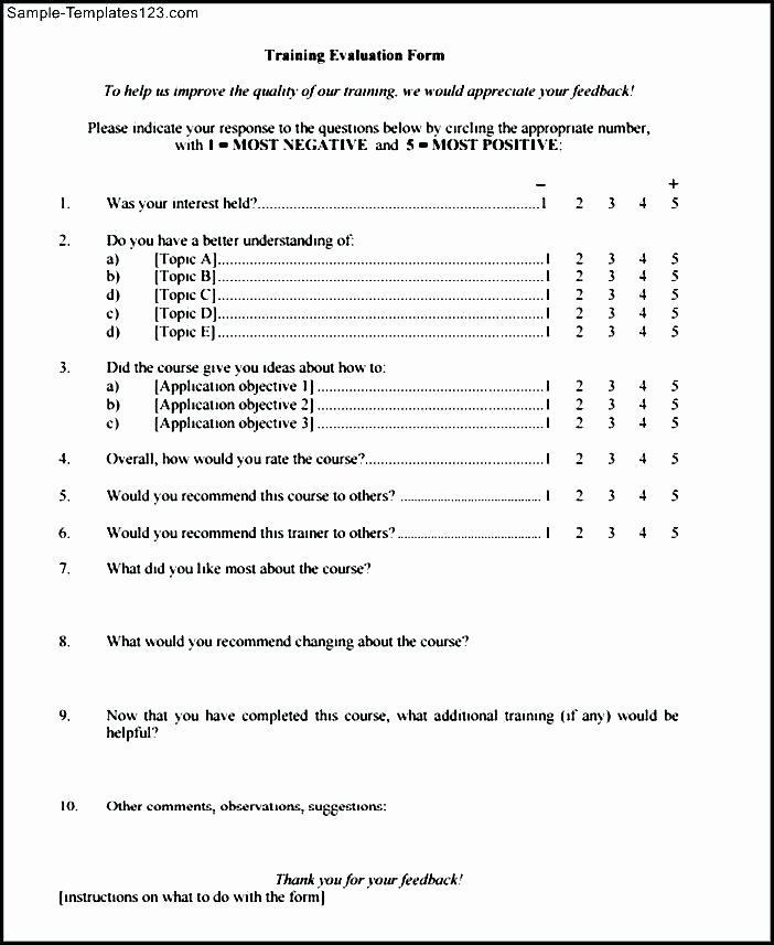 Course Evaluation form Template Awesome Internal Training Evaluation form Questionnaire Template