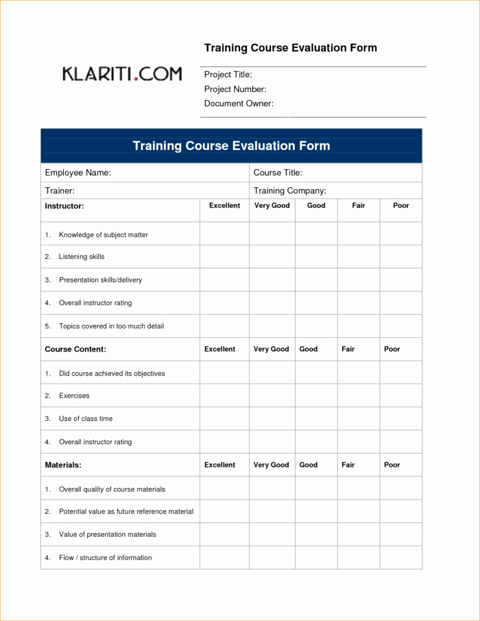 Course Evaluation form Template Best Of Editable Feedback form Template for Training Evaluation