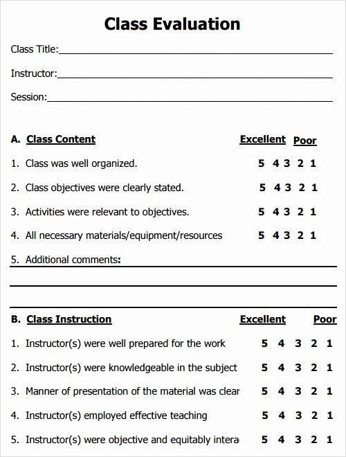 Course Evaluation form Template Best Of Evaluation Template Free Download Documents In Pdf