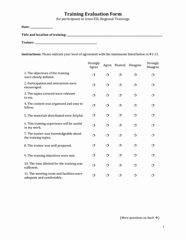 Course Evaluation form Template Best Of Training Evaluation form Training Evaluation form