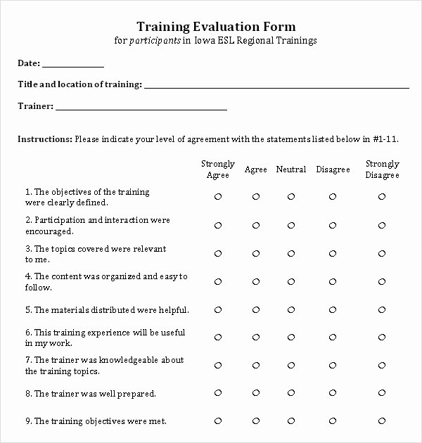 Course Evaluation form Template Elegant 15 Sample Training Evaluation forms – Pdf