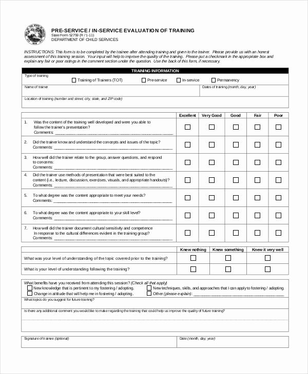 Course Evaluation form Template Fresh 30 Perfect forms for Training Evaluation Templates Clasmed