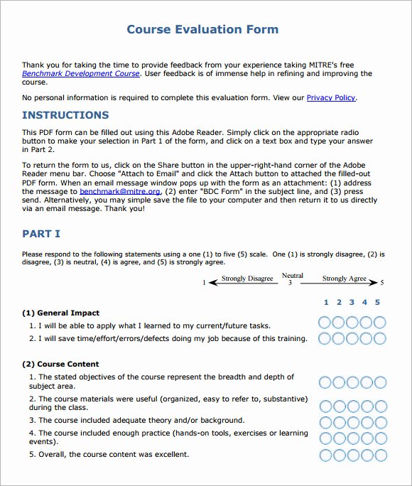 Course Evaluation form Template Fresh 9 Course Evaluation forms Sample – Free Examples &amp; format