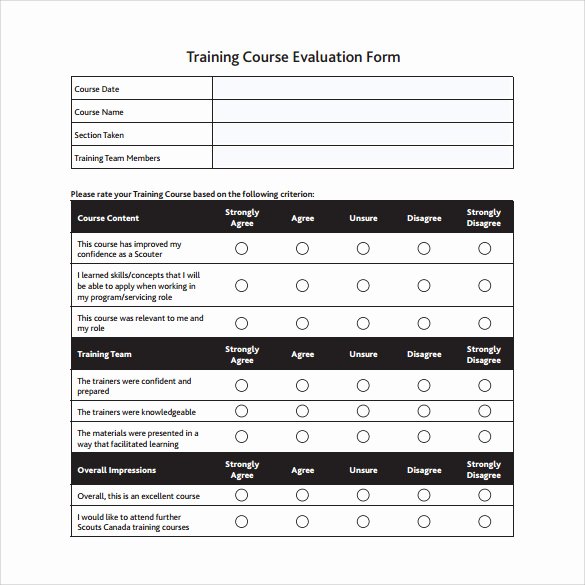 Course Evaluation form Template Luxury 15 Sample Training Evaluation forms – Pdf