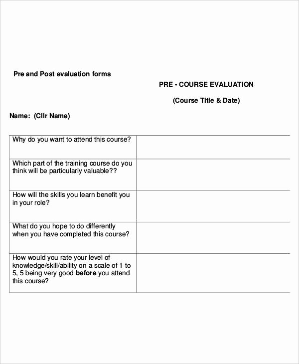 Course Evaluation form Template Unique Training Evaluation form Template
