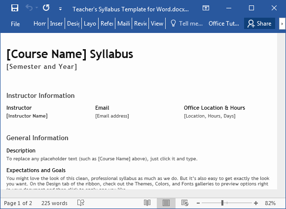 Course Syllabus Template for Teachers Fresh Teacher S Syllabus Template for Word