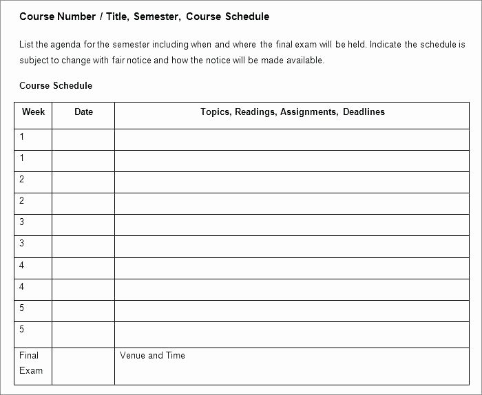 Course Syllabus Template for Teachers Unique Training Outline Template Word Guide Structure – Dragefo