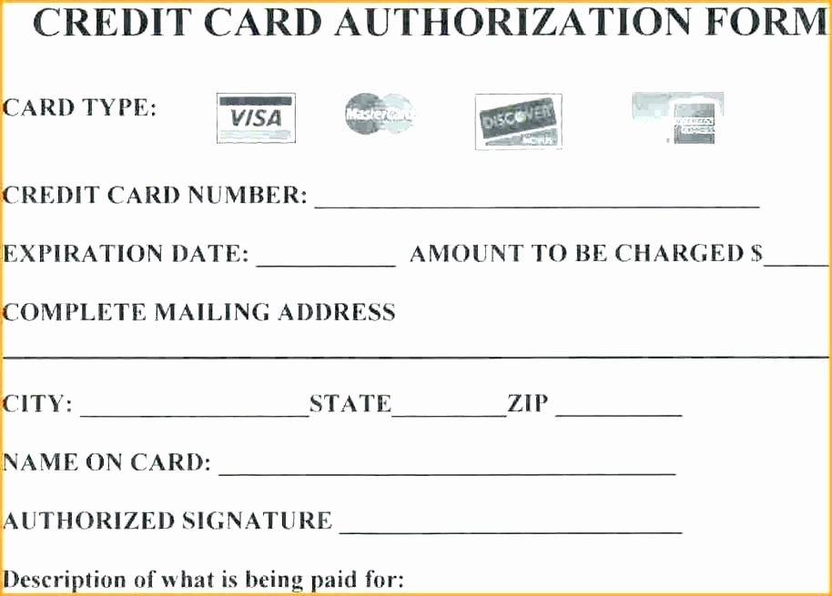 Credit Card Authorization Letter Template Inspirational Credit Card form Template Credit Card Authorization form