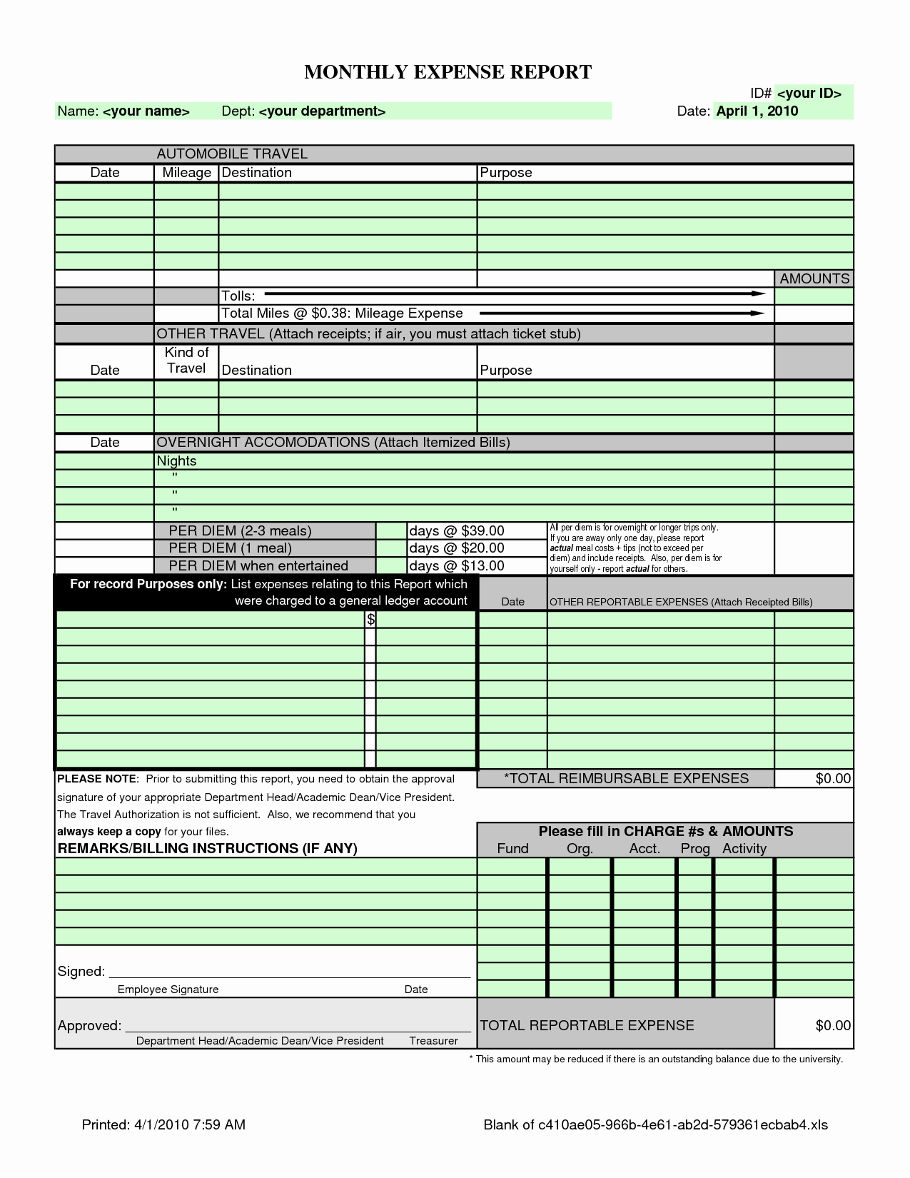 Credit Card Expense Report Template Awesome Monthly Expense Report Template