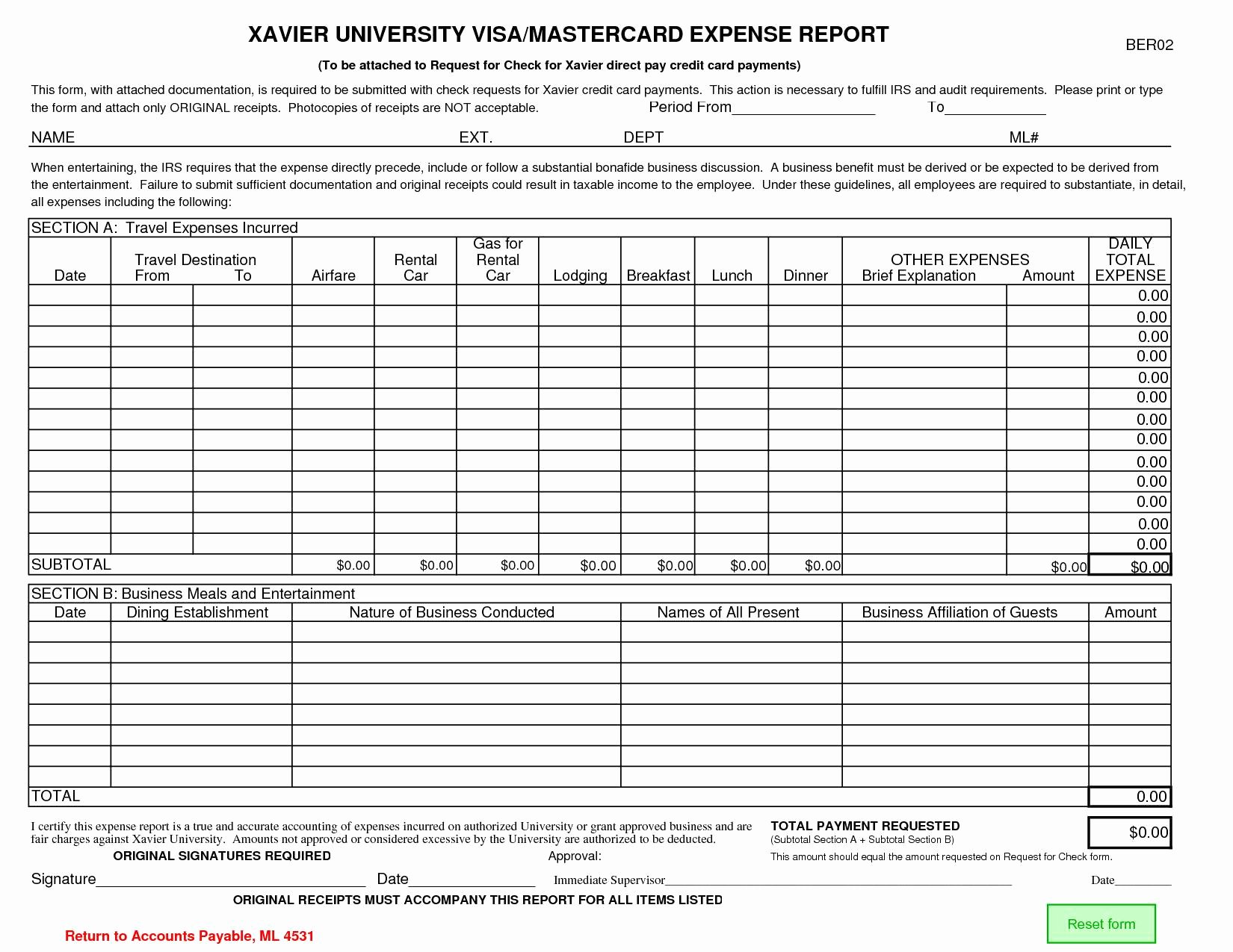 Credit Card Expense Report Template Inspirational Credit Card Expense Report Template