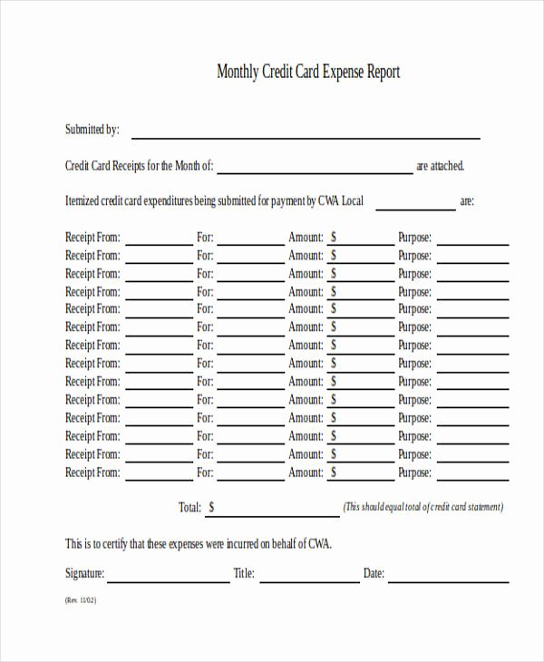 Credit Card Expense Report Template Luxury 23 Expense Report form Templates