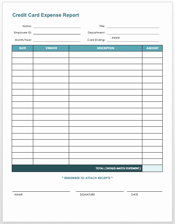 Credit Card Expense Report Template New Free Expense Report Templates Smartsheet