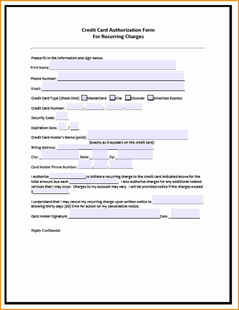 Credit Card form Template Beautiful Credit Card Authorization form Pdf