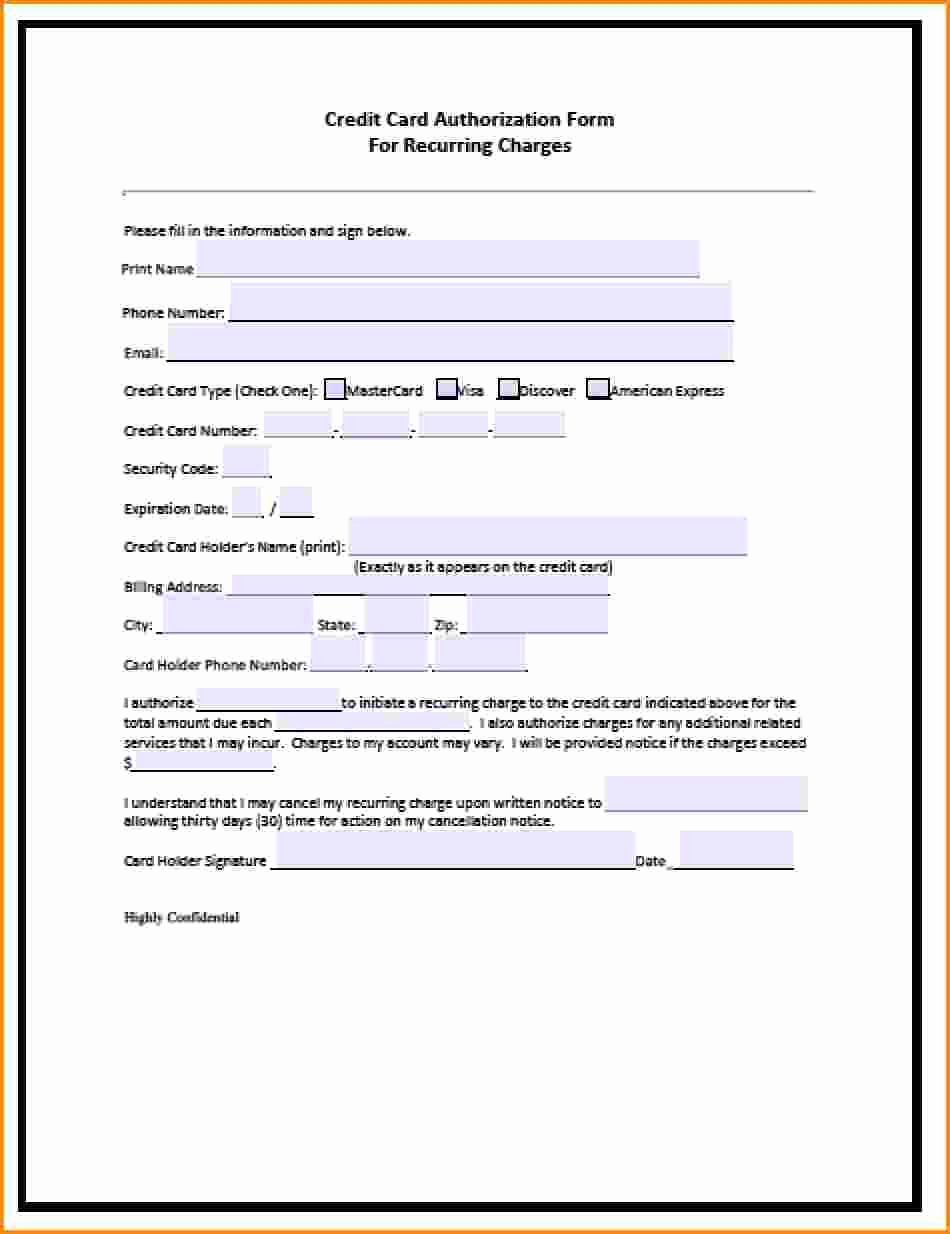 Credit Card form Template Fresh Authorization Agreement Sample Special 7 Credit Card