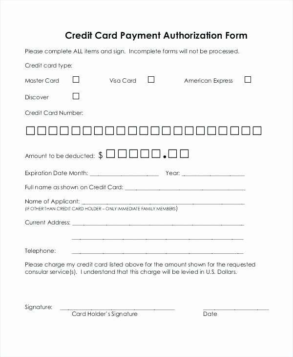 Credit Card Template Maker Unique Sample Credit Card Authorization form Template – Weinerdog
