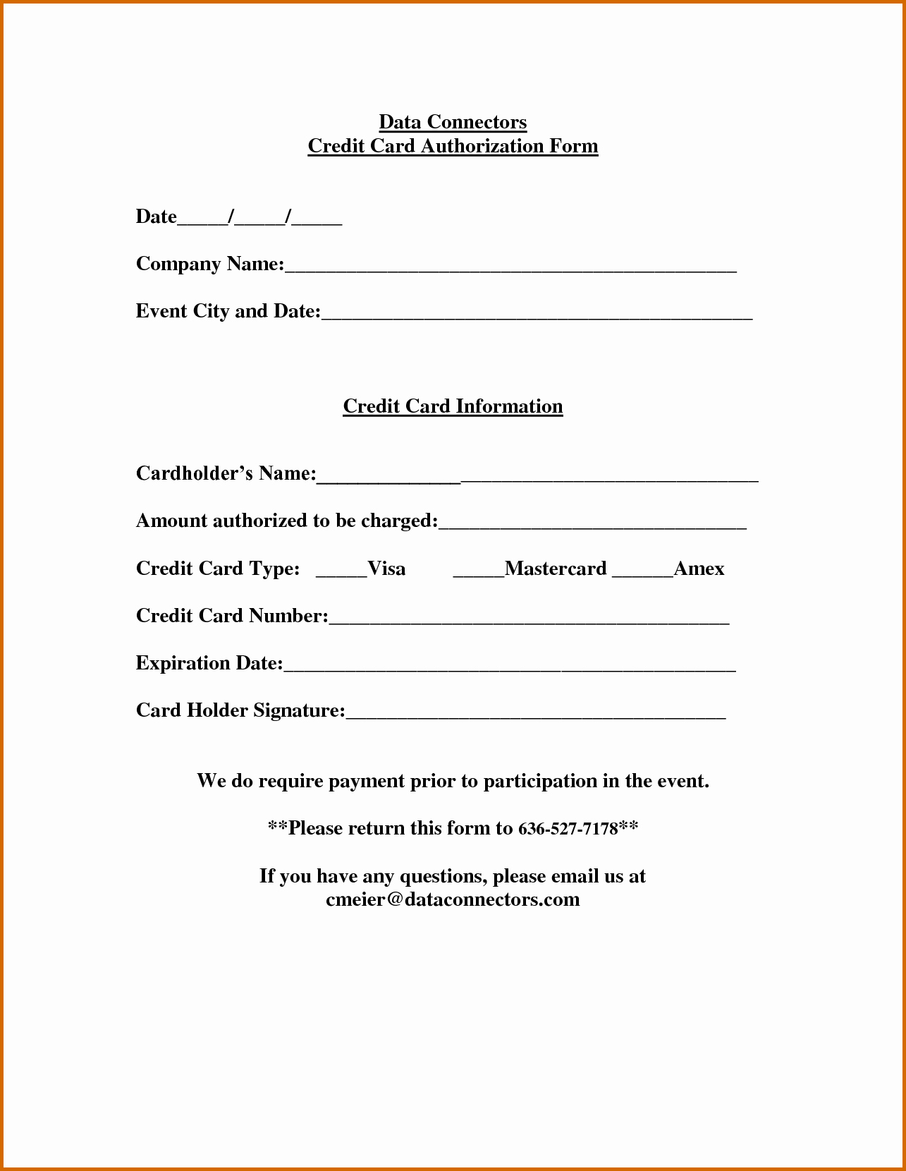 Credit Report Authorization form Template Awesome 13 Printable Credit Card Authorization form