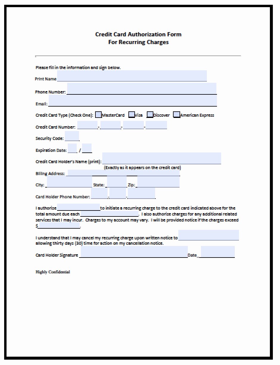 Credit Report Authorization form Template Elegant Credit Card Authorization form Pdf