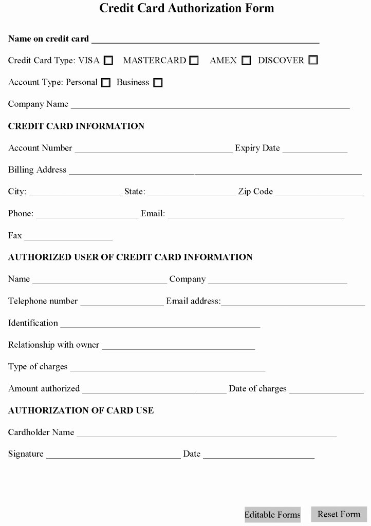 Credit Report Authorization form Template Elegant Credit Card Authorization form Template