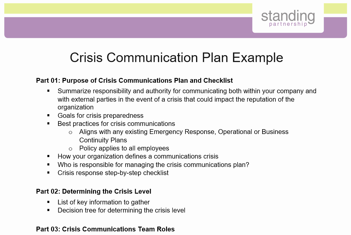 Crisis Communication Plan Template New Crisis Munication Plan Example Standing Partnership