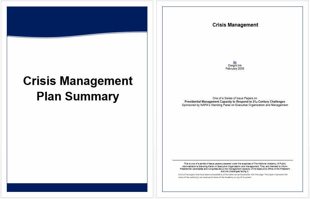 Crisis Management Plan Template Awesome Executive Summary Template for Crisis Management
